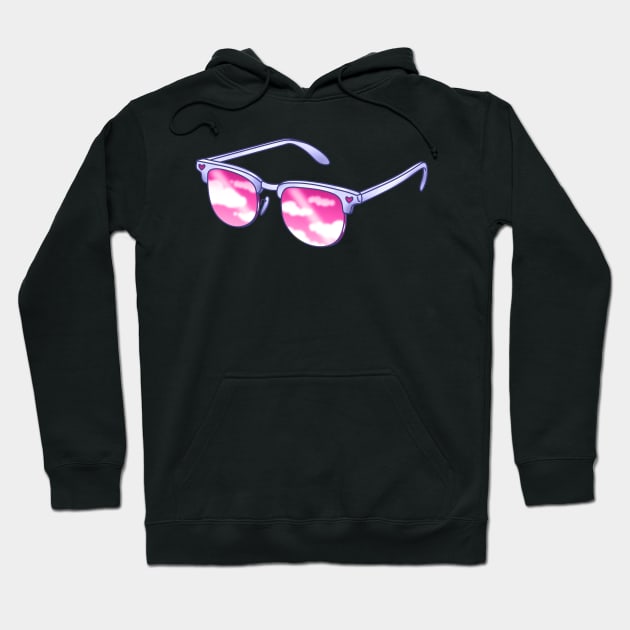 Blue sunglasses with pink sky lenses Hoodie by 2dsandy